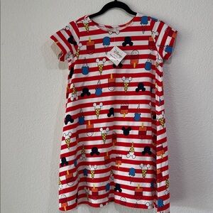 Hanna Andersson Disney Mickey Ice Cream Dress Girls Size 12 Red Stripe Summer
